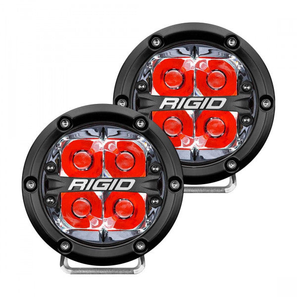 360 Series LED Round Fog Light, 4 Inch, Spot, Red Backlight, Pair