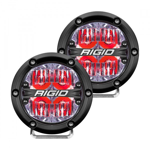 360 Series LED Round Fog Light, 4 Inch, Driving, Red Backlight, Pair