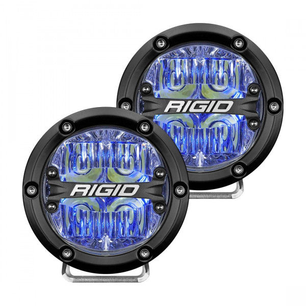 360 Series LED Round Fog Light, 4 Inch, Driving, Blue Backlight, Pair