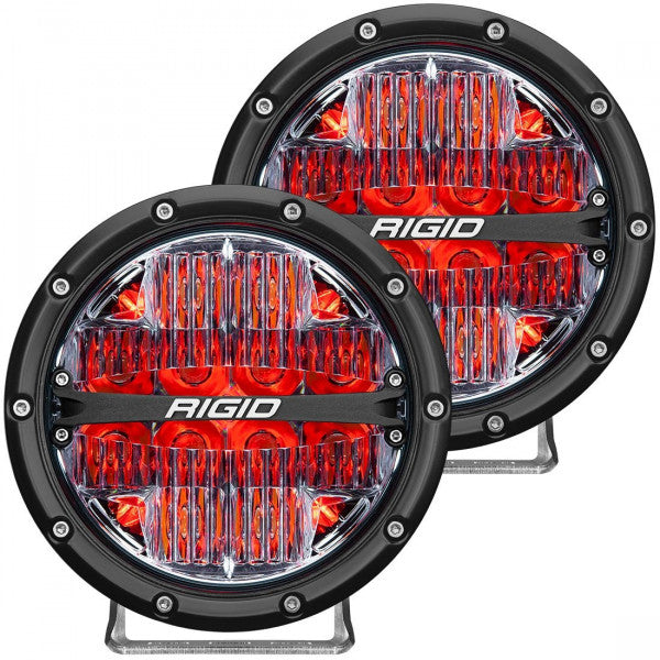 360 Series LED Round Fog Light, 6 Inch, Driving, Red Backlight, Pair