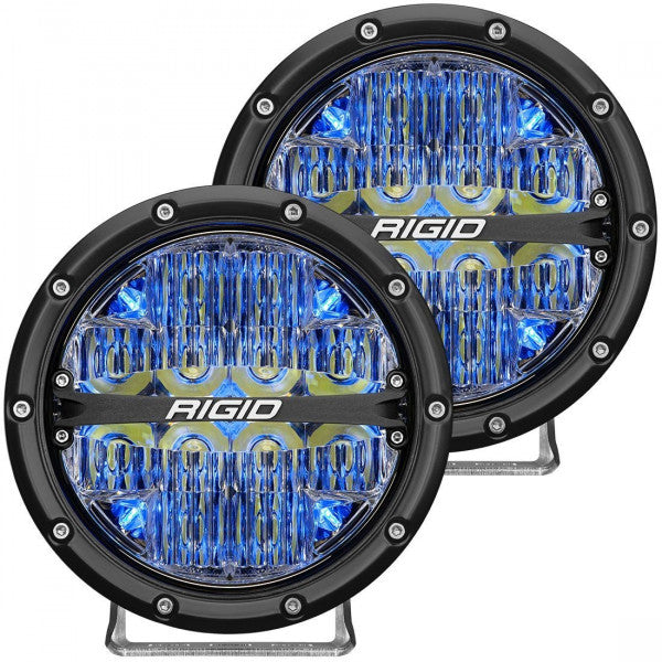 360 Series LED Round Fog Light, 6 Inch, Driving, Blue Backlight, Pair