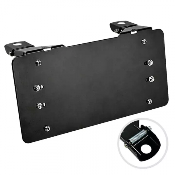 Flip-Up License Plate Bracket for Winch Roller Fairlead