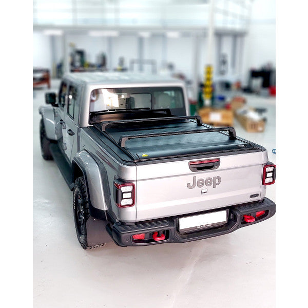 Jeep Wrangler JT Gladiator 19-22 Electric Retractable Tonneau Cover, Cross Bar